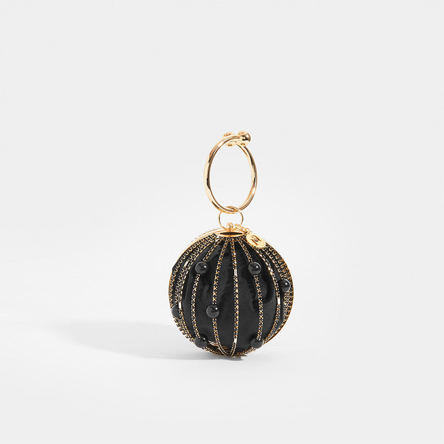 ROSANTICA Sasha Brass Bag with Crystals And Circle Top Handle
