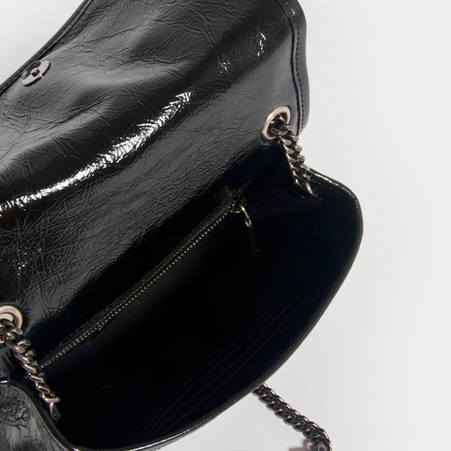 SAINT LAURENT Niki Baby in Crinkled leather in Black