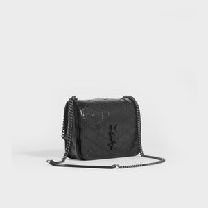 SAINT LAURENT Niki Vintage Leather Chain Wallet Bag in Black