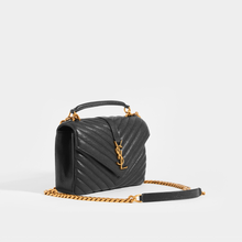 Load image into Gallery viewer, SAINT LAURENT College Monogramme Bag in Black Leather with Gold Hardware