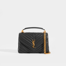Load image into Gallery viewer, SAINT LAURENT College Monogramme Bag in Black Leather with Gold Hardware