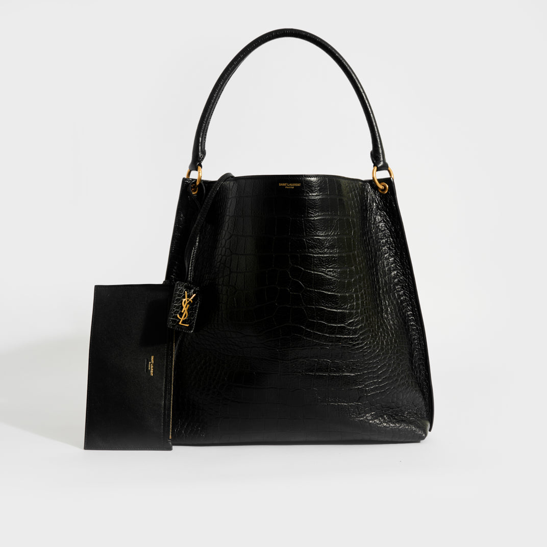 Saint Laurent Shopping Tag Detail Tote Bag - Black