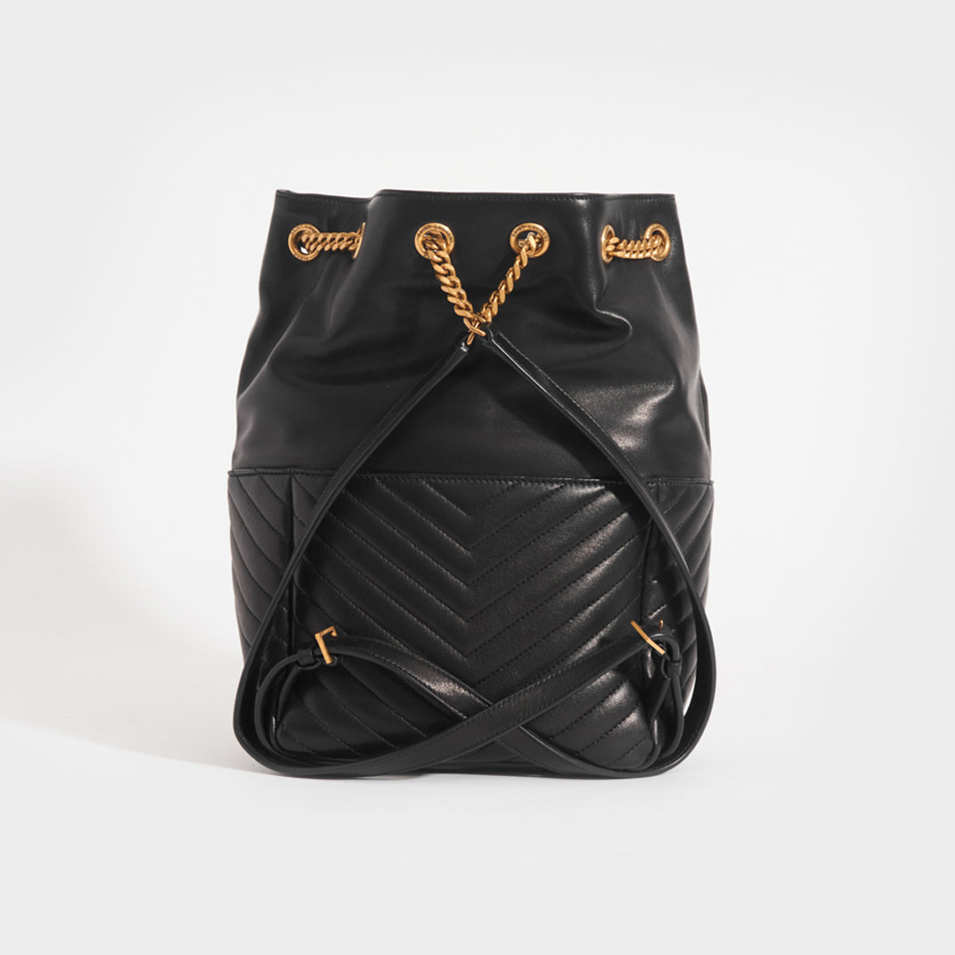 SAINT LAURENT Joe Matelassé Leather Backpack in Black