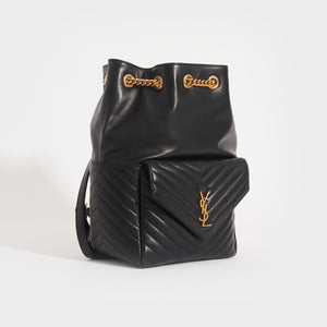 Ysl black online leather backpack