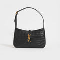 Le 5 à 7 Bag in Black Croc Embossed Leather