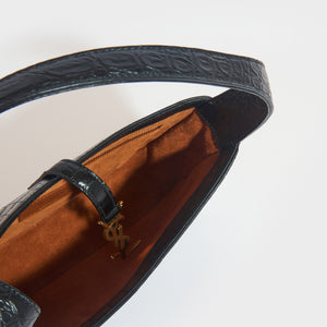 SAINT LAURENT Le 5 à 7 Bag in Black Croc Embossed Leather