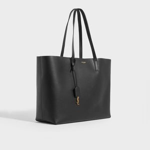 SAINT LAURENT Large Shopper Tote in Black Textured Leather