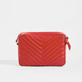 Lou Camera Bag in Red Matelassé Leather with Silver Hardware