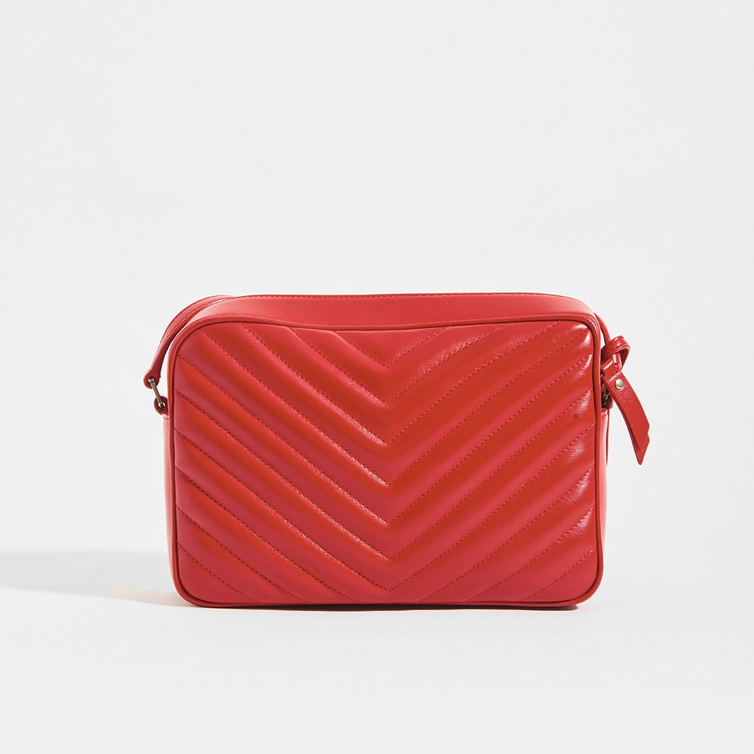 Lou Camera Bag in Red Matelassé Leather