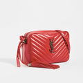 Lou Camera Bag in Red Matelassé Leather with Silver Hardware