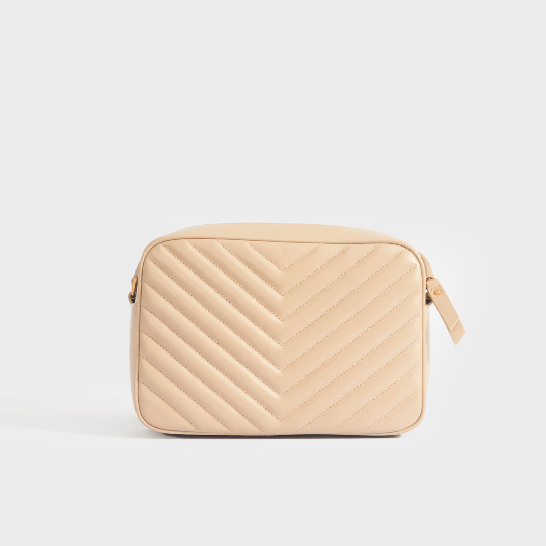 SAINT LAURENT Lou Camera Bag Matelassé Leather in Beige COCOON