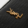 Lou Camera Bag in Black Croc-Embossed Leather with Gold Hardware