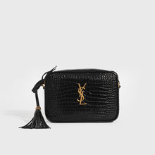 Load image into Gallery viewer, SAINT LAURENT Lou Croc-Embossed Camera Bag in Black Leather