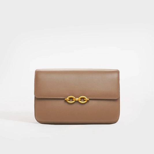 Maillon Medium Leather Shoulder Bag in Beige