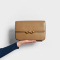 Maillon Medium Leather Shoulder Bag in Beige