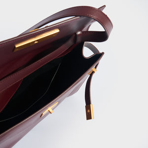 SAINT LAURENT Manhattan Leather Shoulder Bag in Bordeaux