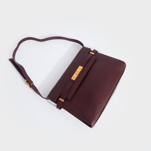SAINT LAURENT Manhattan Leather Shoulder Bag in Bordeaux