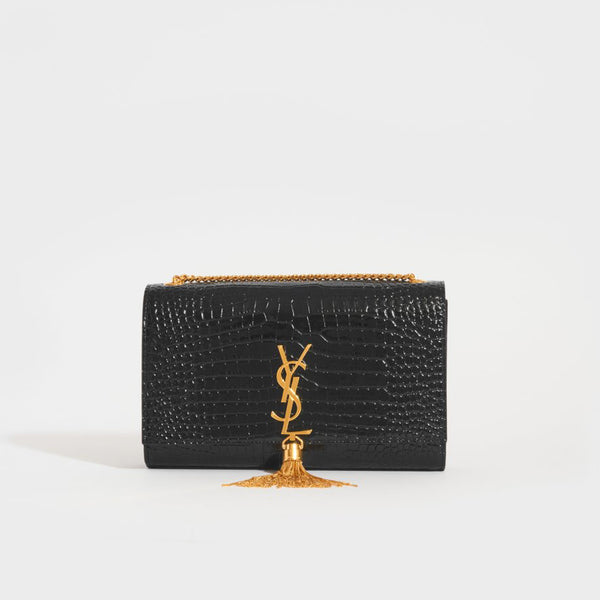 Ysl medium kate tassel croc embossed on sale