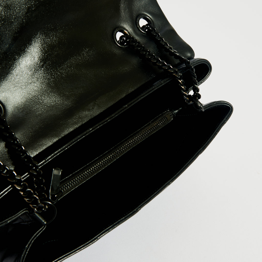 Medium Loulou Leather Shoulder Bag in Black