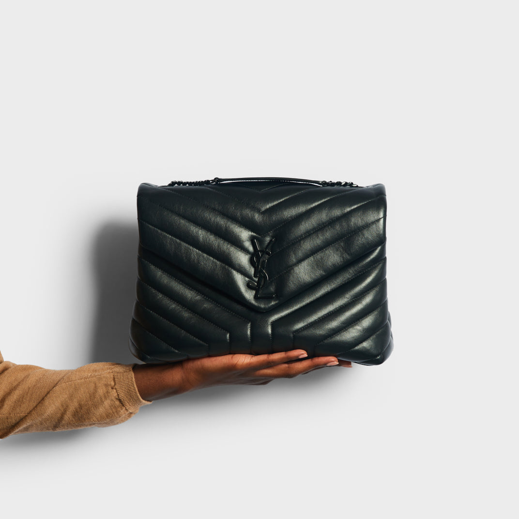 Medium Loulou Leather Shoulder Bag in Black