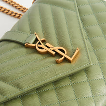 Load image into Gallery viewer, SAINT LAURENT Medium Monogram Quilted Leather Envelope Shoulder Bag in Sage Green