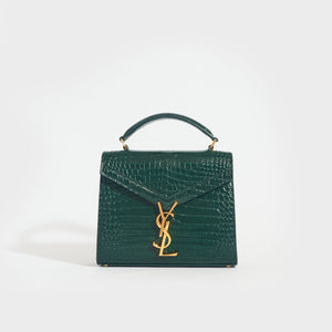 SAINT LAURENT Mini Cassandra Crocodile-Embossed Shiny Leather in Mint