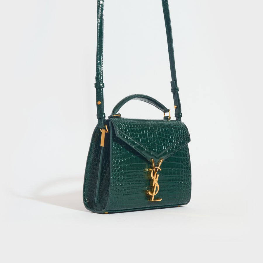 Mini Cassandra Crocodile-Embossed Shiny Leather in Mint
