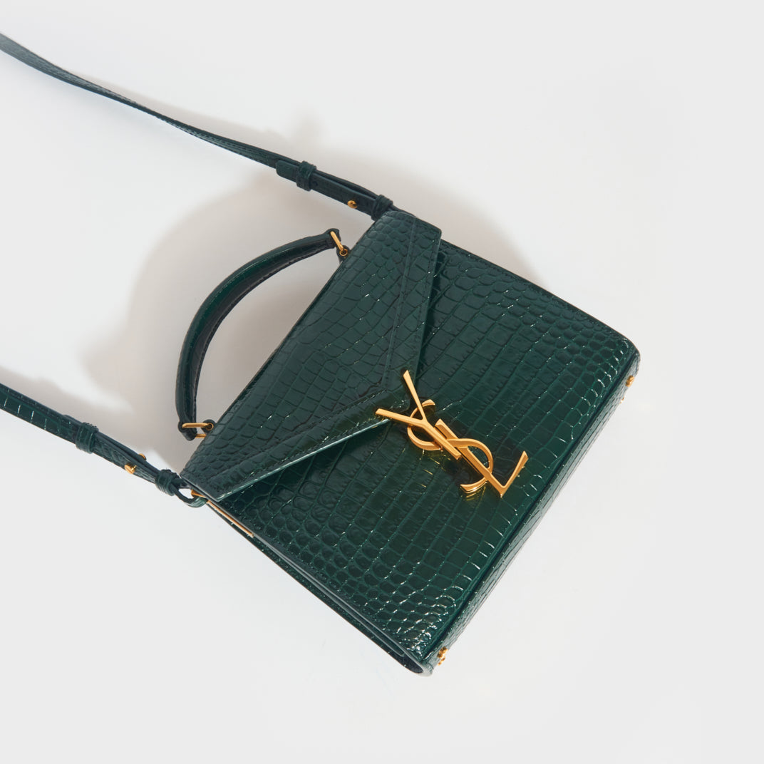 Mini Cassandra Crocodile-Embossed Shiny Leather in Mint