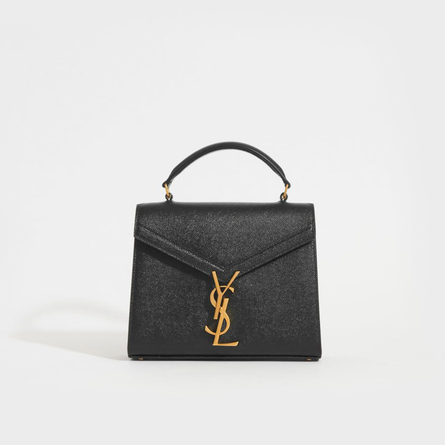 Mini Cassandra Grain De Poudre Embossed Leather Bag in Black