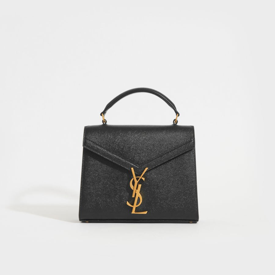 SAINT LAURENT Mini Cassandra Grain De Poudre Embossed Leather in Black