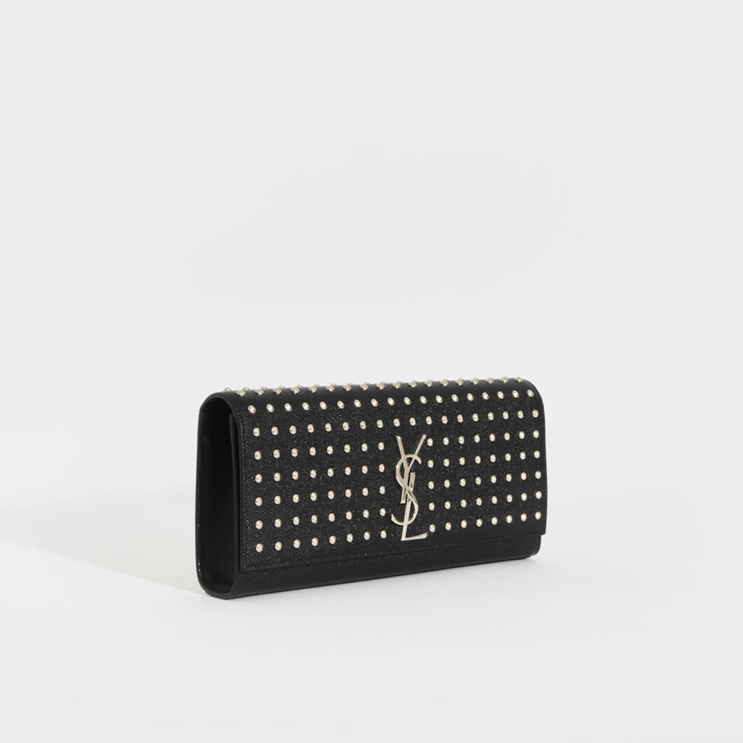 Monogram Studded Clutch in Black