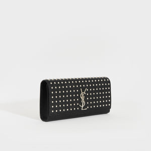 SAINT LAURENT Monogram Studded Clutch in Black