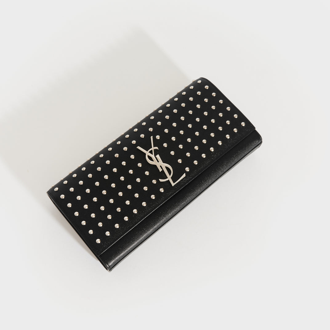 Monogram Studded Clutch in Black