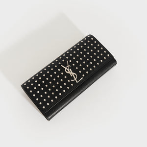 SAINT LAURENT Monogram Studded Clutch in Black