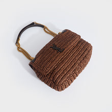 Load image into Gallery viewer, SAINT LAURENT Niki Medium Leather-Trimmed Raffia Shoulder Bag in Brown