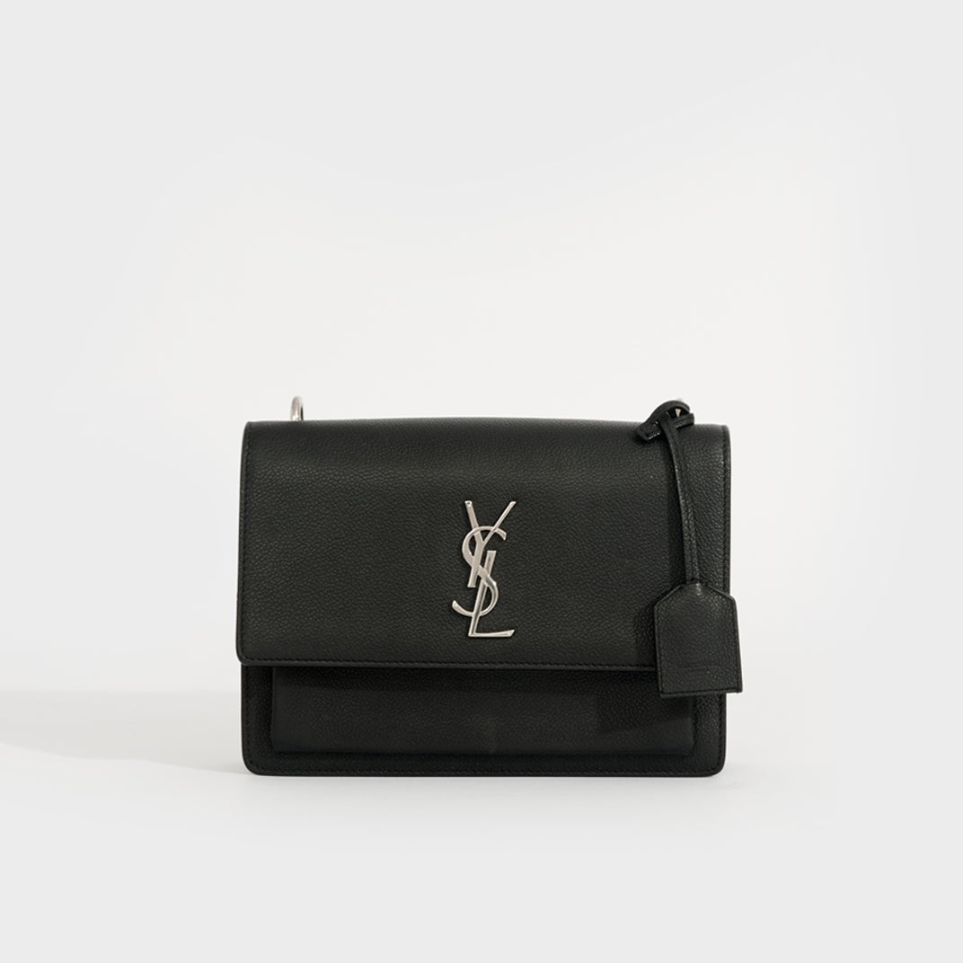 Saint Laurent - Authenticated Sunset Clutch Bag - Leather Black for Women, Good Condition