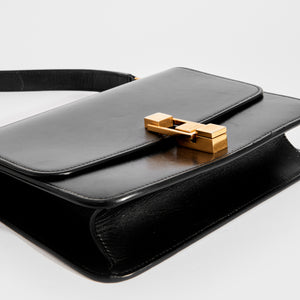 SAINT LAURENT Le Carré Medium Leather Bag in Black