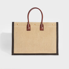 Load image into Gallery viewer, SAINT LAURENT Rive Gauche Leather-Trimmed Linen-Canvas Tote in Brown