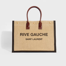Load image into Gallery viewer, SAINT LAURENT Rive Gauche Leather-Trimmed Linen-Canvas Tote in Brown
