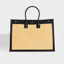 Load image into Gallery viewer, SAINT LAURENT Rive Gauche Leather and Raffia Tote Bag