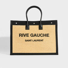 Load image into Gallery viewer, SAINT LAURENT Rive Gauche Leather and Raffia Tote Bag