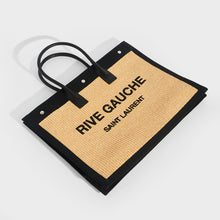 Load image into Gallery viewer, SAINT LAURENT Rive Gauche Leather and Raffia Tote Bag