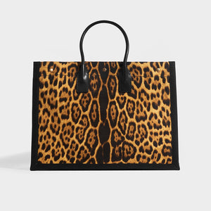 SAINT LAURENT Rive Gauche Tote Bag in Leopard Print