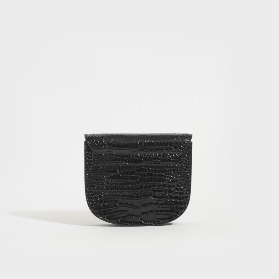 Rear view of the SAINT LAURENT Small Kaia Leather Shoulder Bag in Black