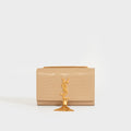 Small Kate Embossed Leather Shoulder Bag in Dark Beige