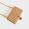 Small Kate Embossed Leather Shoulder Bag in Dark Beige