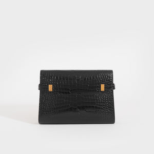 SAINT LAURENT Small Manhattan Embossed Leather Bag in Black