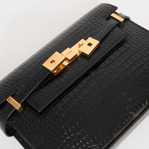 SAINT LAURENT Small Manhattan Embossed Leather Bag in Black