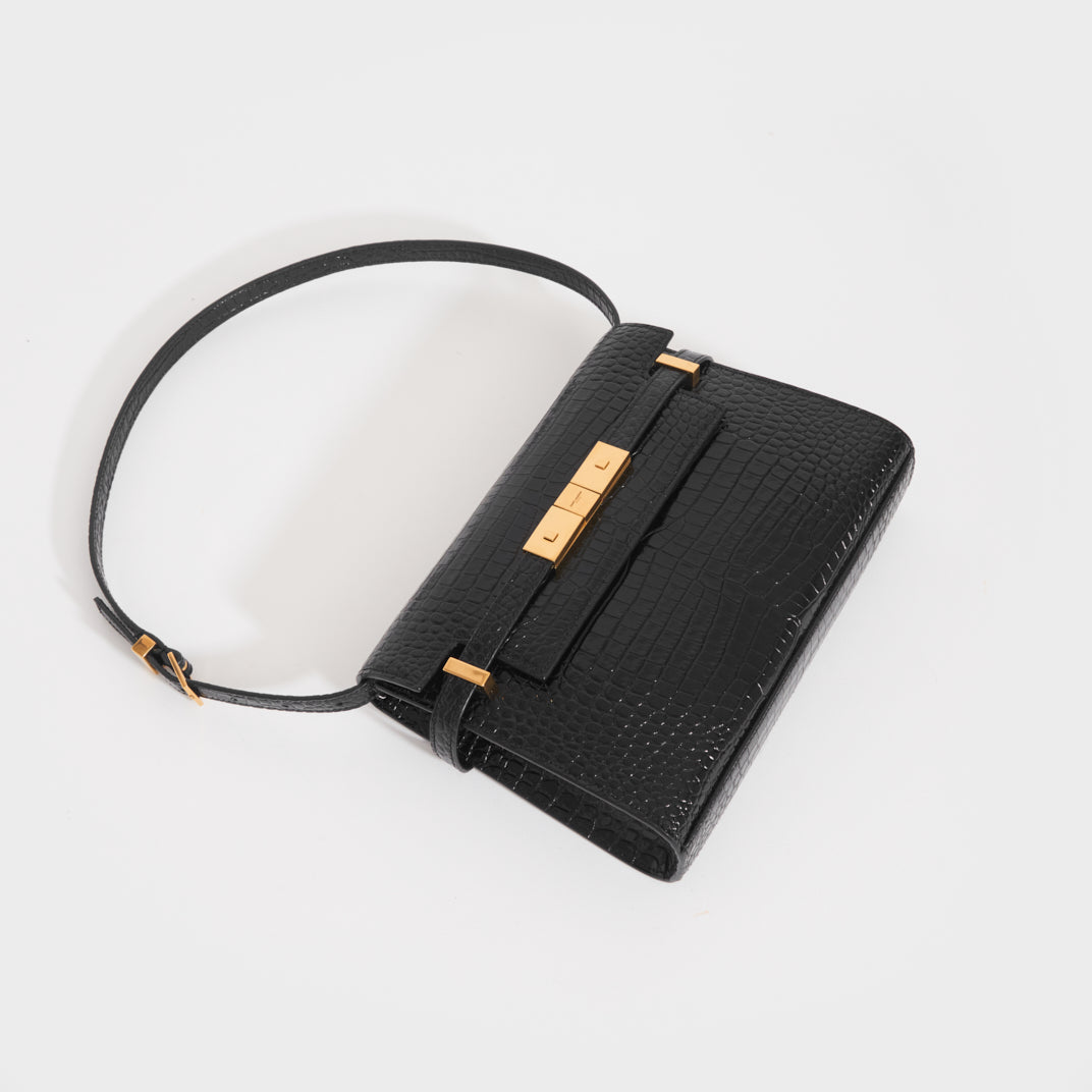 Manhattan Mini Patent Leather Crossbody Bag in Black - Saint Laurent