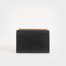 Load image into Gallery viewer, SAINT LAURENT Sunset Medium Croc-Effect Leather Shoulder Bag in Black